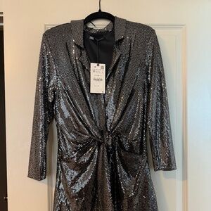 Zara sequin blazer romper